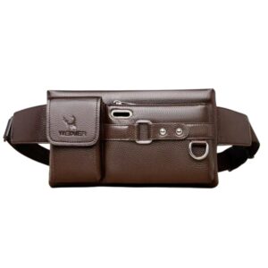 Compartiments du sac bandoulière en cuir marron